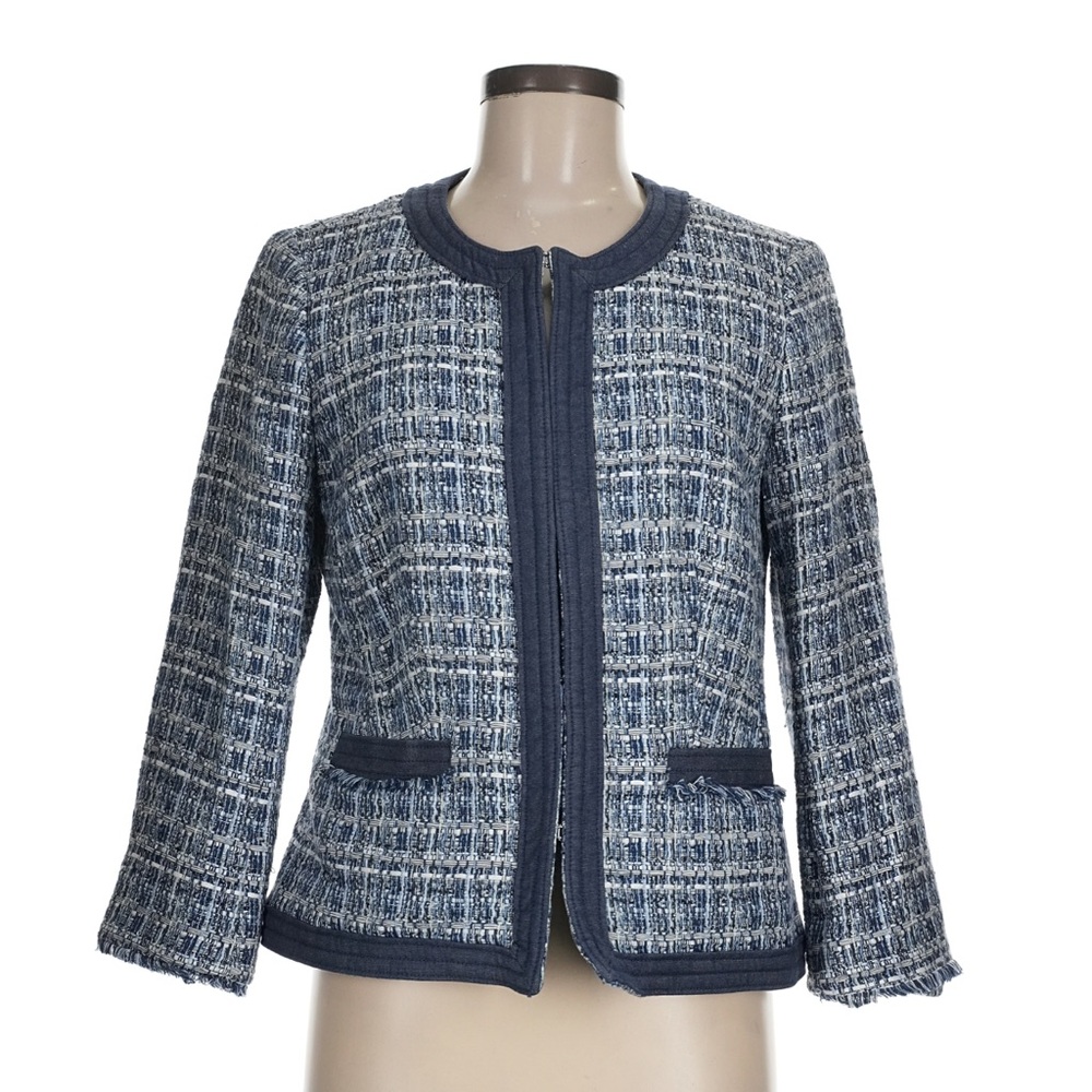 Talbots Navy and White Tweed Blazer